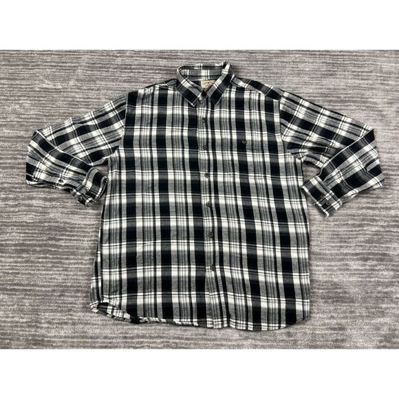 Blue‎ Mountain Shirt Mens Large Black White Plaid 100% Cotton Flannel - Picture 1 of 11